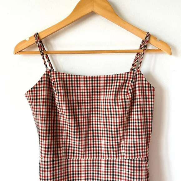 Aritzia Plaid Check Mini Dress Red Sz S - Picture 4 of 7